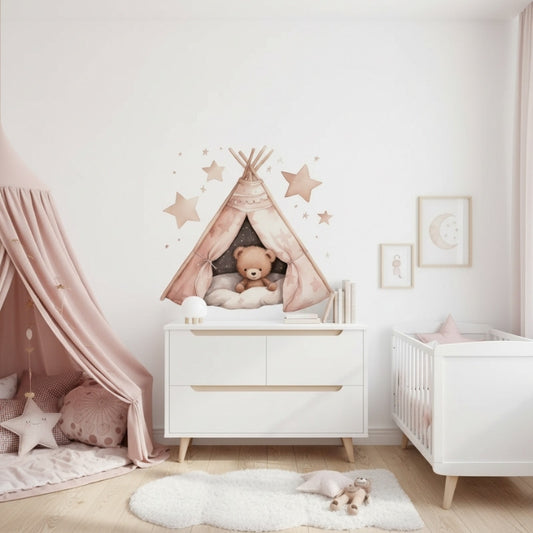 Väggdekor med teddybjörn i tält