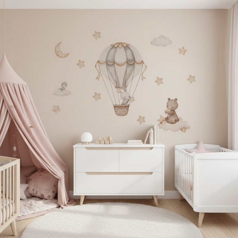 Väggdekor Kanin och Teddybjörnen I drömlandet