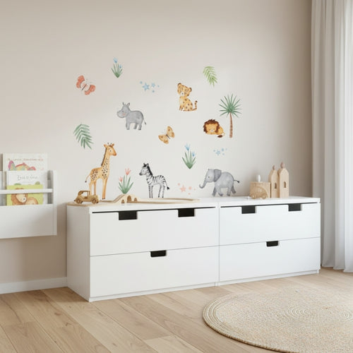 Väggdekor med djur i djungeln