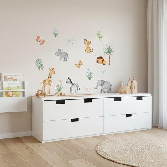 Väggdekor med djur i djungeln