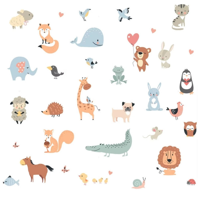 Väggdekor med färgglada djur