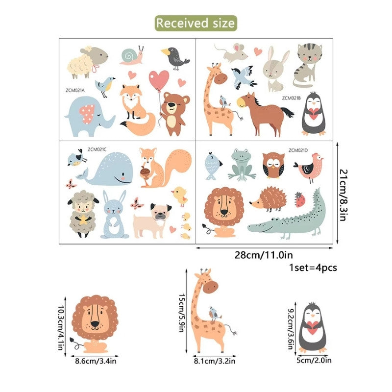 Väggdekor med färgglada djur