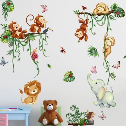 Väggdekor med djur i djungeln – Lekfull inredning för nyfikna barn