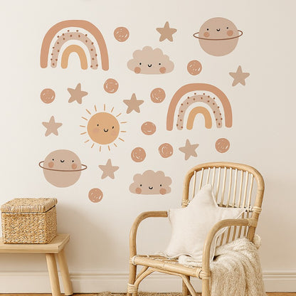 Väggdekor med regnbågar och solar