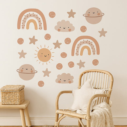 Väggdekor med regnbågar och solar