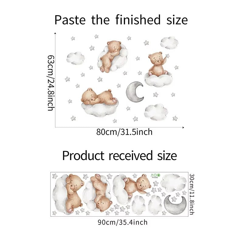 Väggdekor sovande björnar och moln
